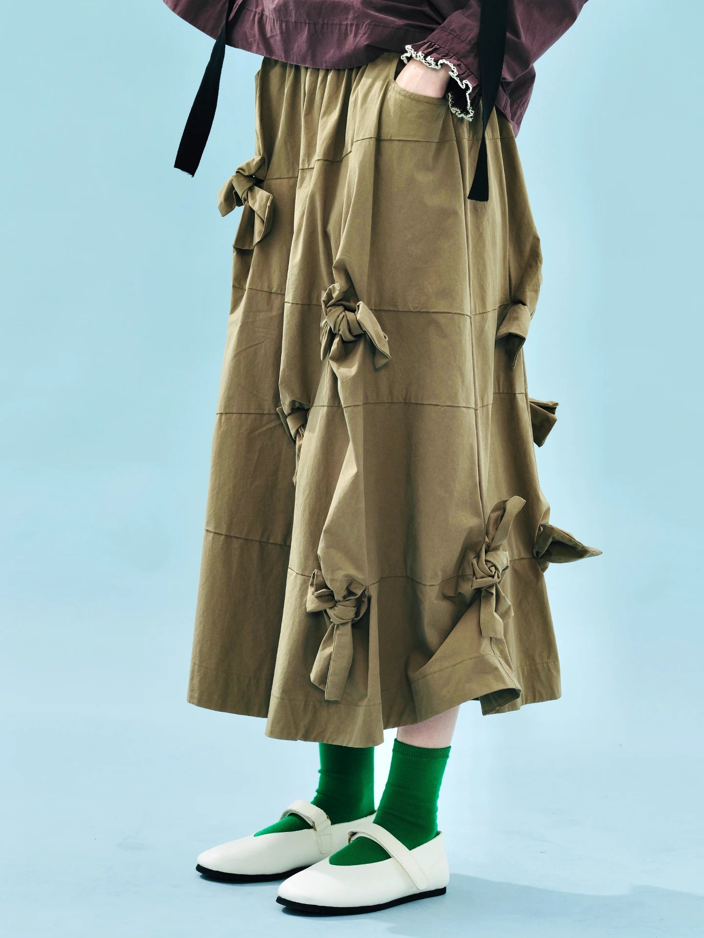 Original retro women's A-line skirt, 2025 early autumn literary water-washed strapless bow half-length dress255218