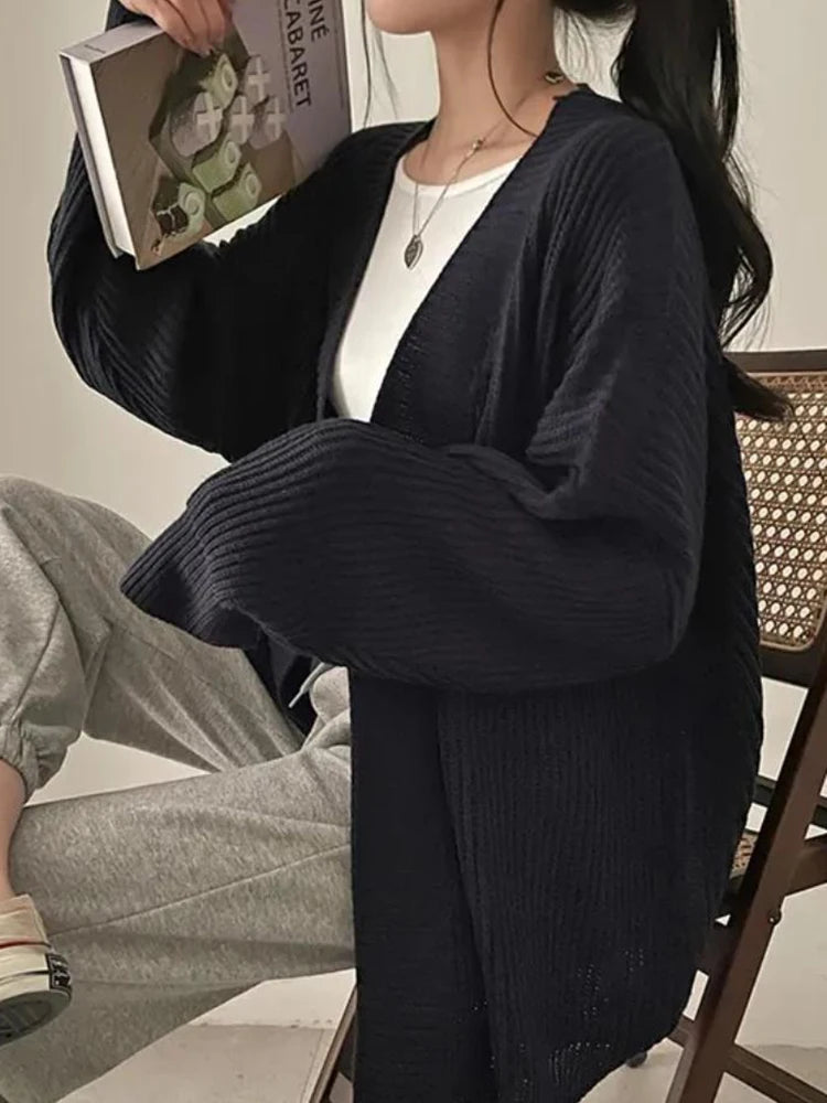 AOSSVIAO 2025 Korean Women's Sweater Loose Sweaters Warm Solid Pullover Knitwear Basic Female Tops Autumn Winter Cardigan