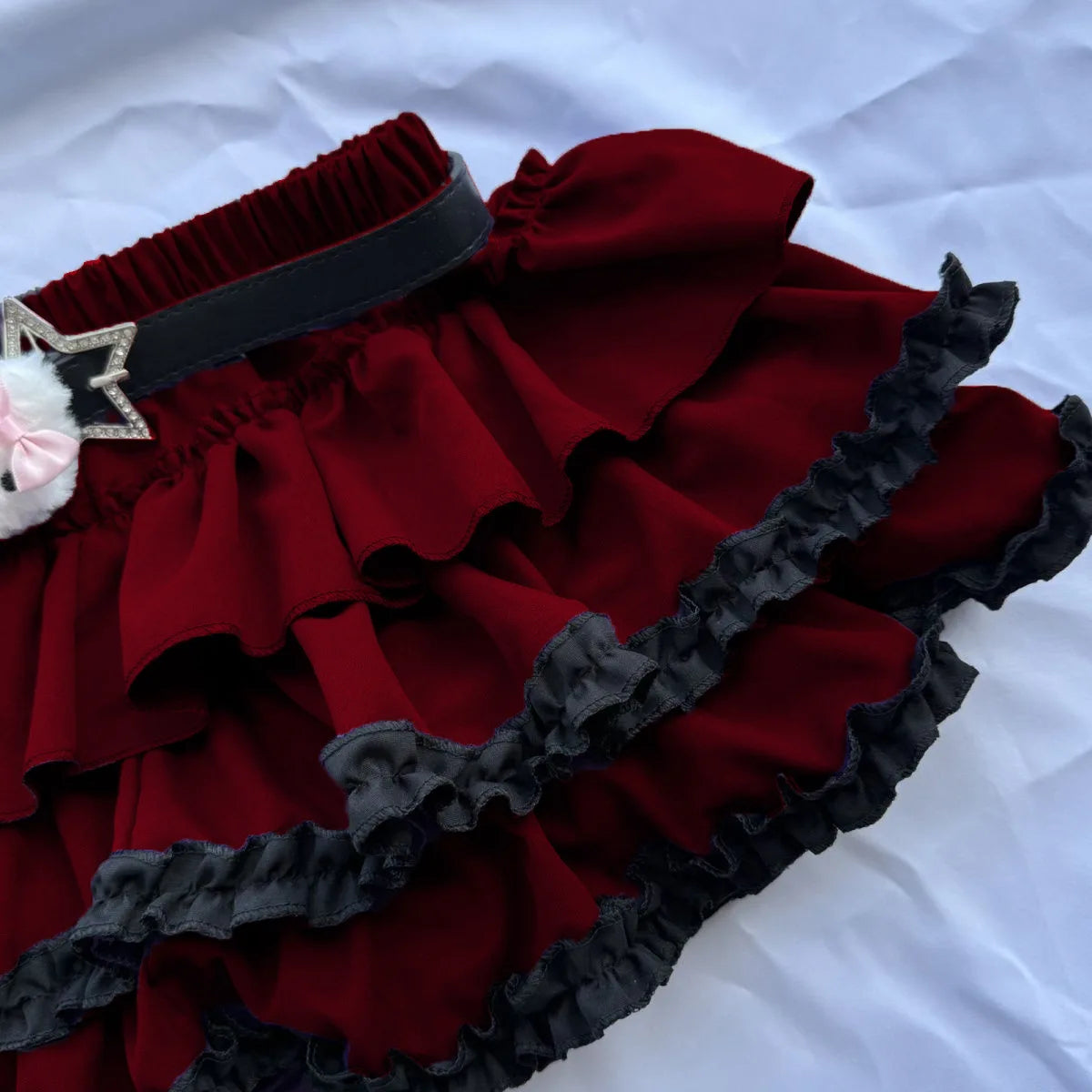 Sweet subculture punk mini skirt for women, Y2K Gothic high waisted A-line short skirt, cute girl lace skirt