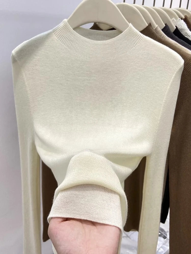 Autumn Winter Turtleneck Sweater Women 2025 Solid Slim Pullover Warm Casual Jumpers Korean Fashion Knitwear Base Layer Tops