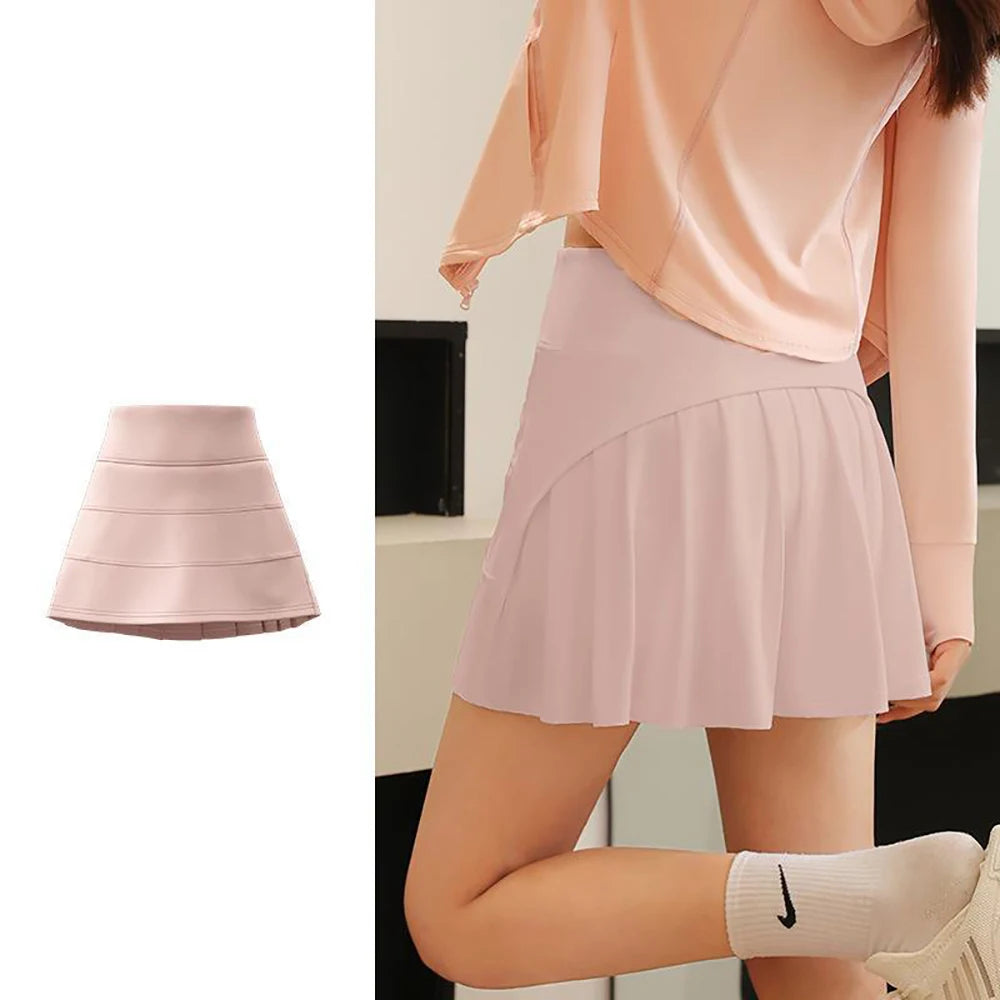 Pleated Skirt High Waisted Elastic Sports Fitness A-Line Short Skirt  Summer Fashion Casual Preppy Style Skirt Women's Clothing