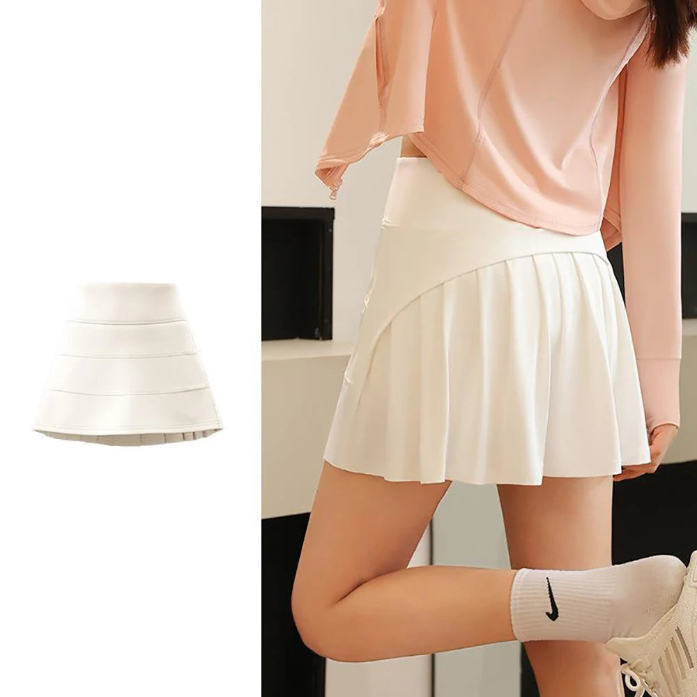 Pleated Skirt High Waisted Elastic Sports Fitness A-Line Short Skirt  Summer Fashion Casual Preppy Style Skirt Women's Clothing