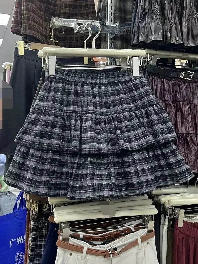 Women's Blue Black Riveted Belt Denim Skirt Y2K Harajuku High Street Fashion 90s Sexy A-line Mini Skirt Summer Clothing 2026 New