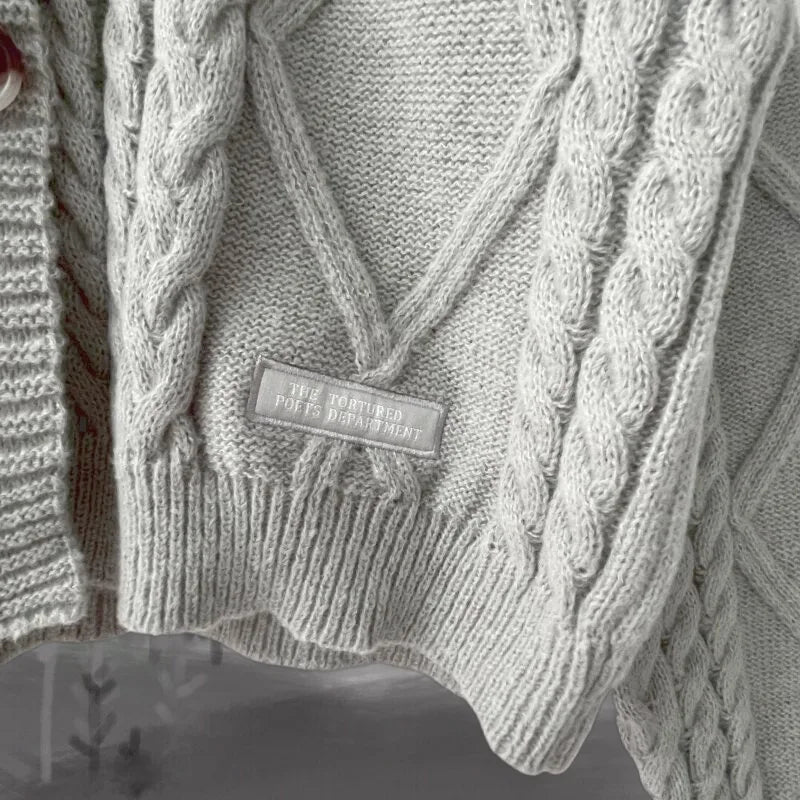 2025 New Collection  Loose Fit Warm Cropped Cardigan Women Y2k Cardigan Female Oversized Sweater Spring Ttpd Grey Cardigan Women