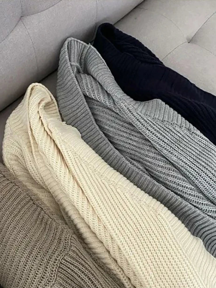AOSSVIAO 2025 Korean Women's Sweater Loose Sweaters Warm Solid Pullover Knitwear Basic Female Tops Autumn Winter Cardigan