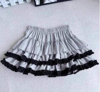 Sweet subculture punk mini skirt for women, Y2K Gothic high waisted A-line short skirt, cute girl lace skirt