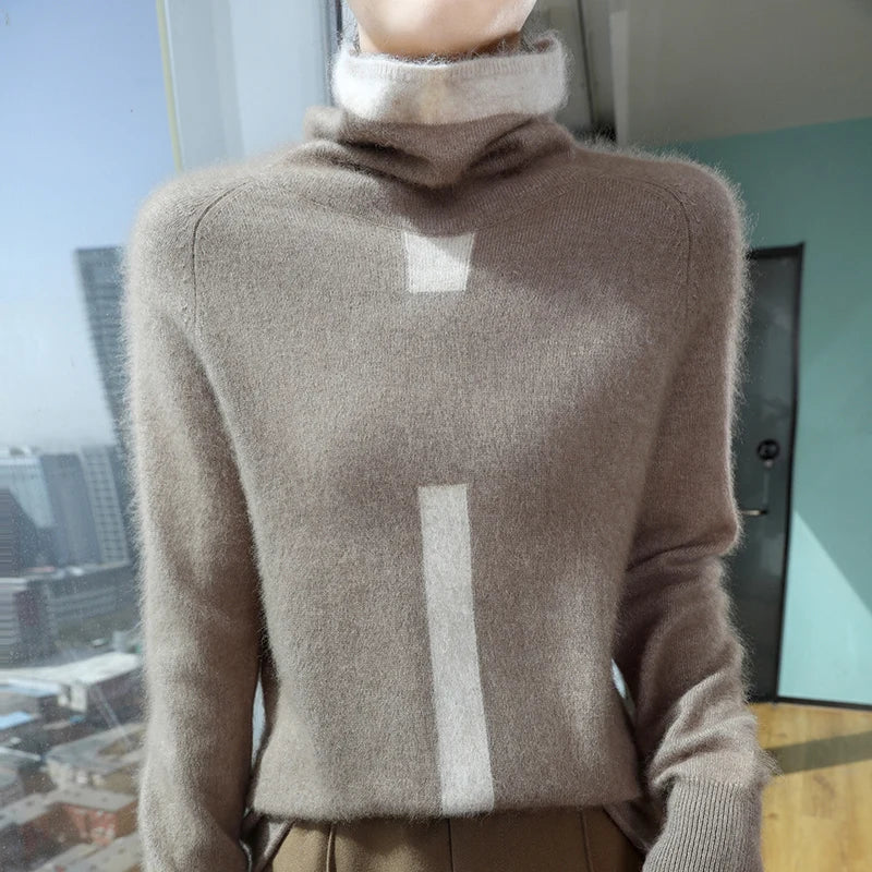 100% Mink Fur Knitted Sweater Women's New Top Pile Collar Cashmere Sweater Thickened Autumn And Winter Warm Jacket DBR058