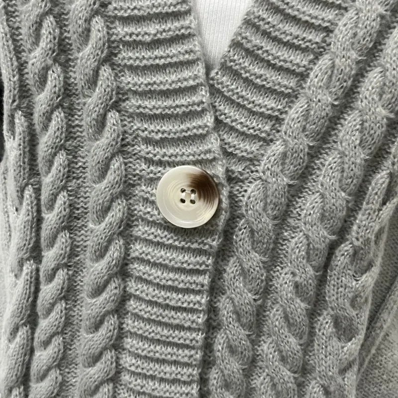 2025 New Collection  Loose Fit Warm Cropped Cardigan Women Y2k Cardigan Female Oversized Sweater Spring Ttpd Grey Cardigan Women